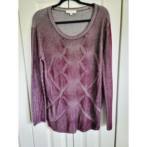 Vince Camuto M Sweater Rib Knit Women's‎ M Burgundy Long Sleeve Pullover Top